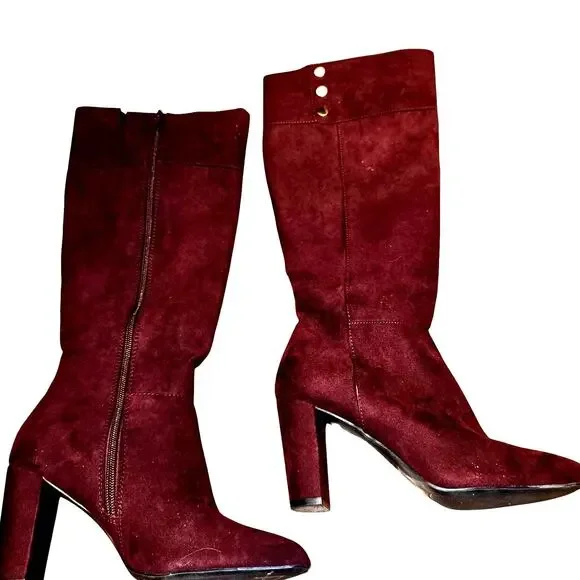 Jones New York 6 Maroon Women's Knee Length Riding Boots Shoes - Picture 2 of 8